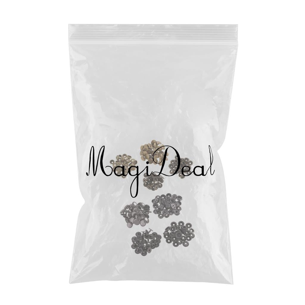 60 Sets Metal Snap Buttons Press Stud Popper Fasteners Grey Black/Bronze