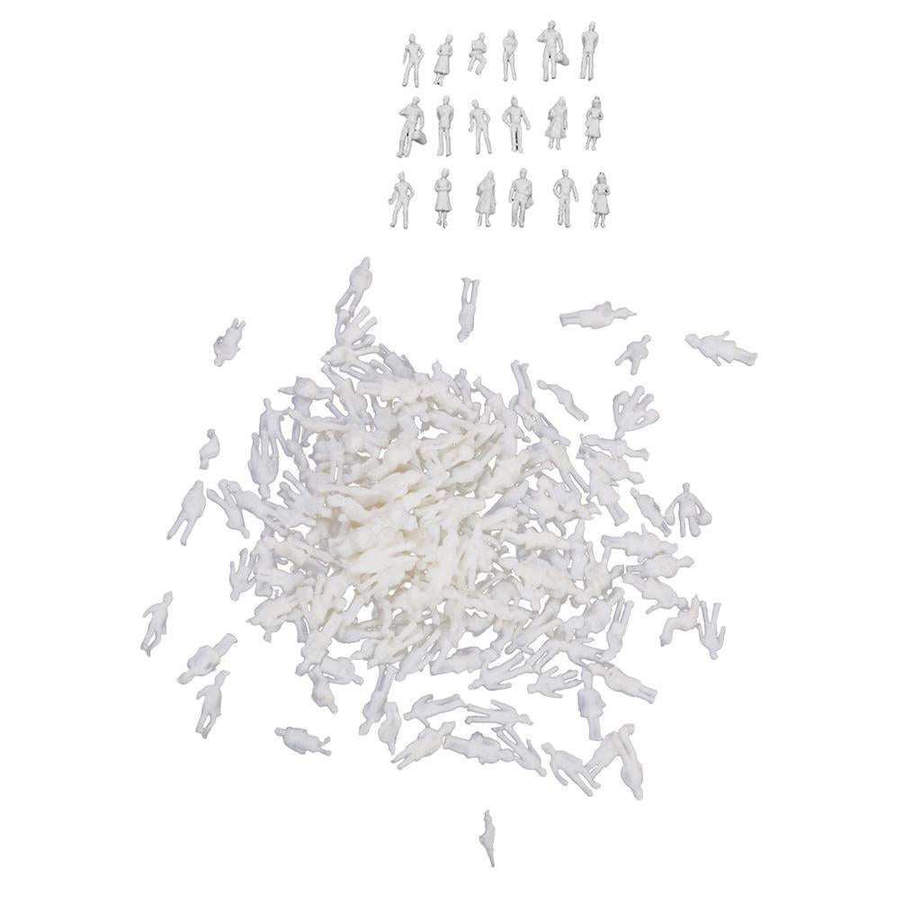 100PCS White / Light Grey Model Train People Figures Scale TT 1:200 &1:100