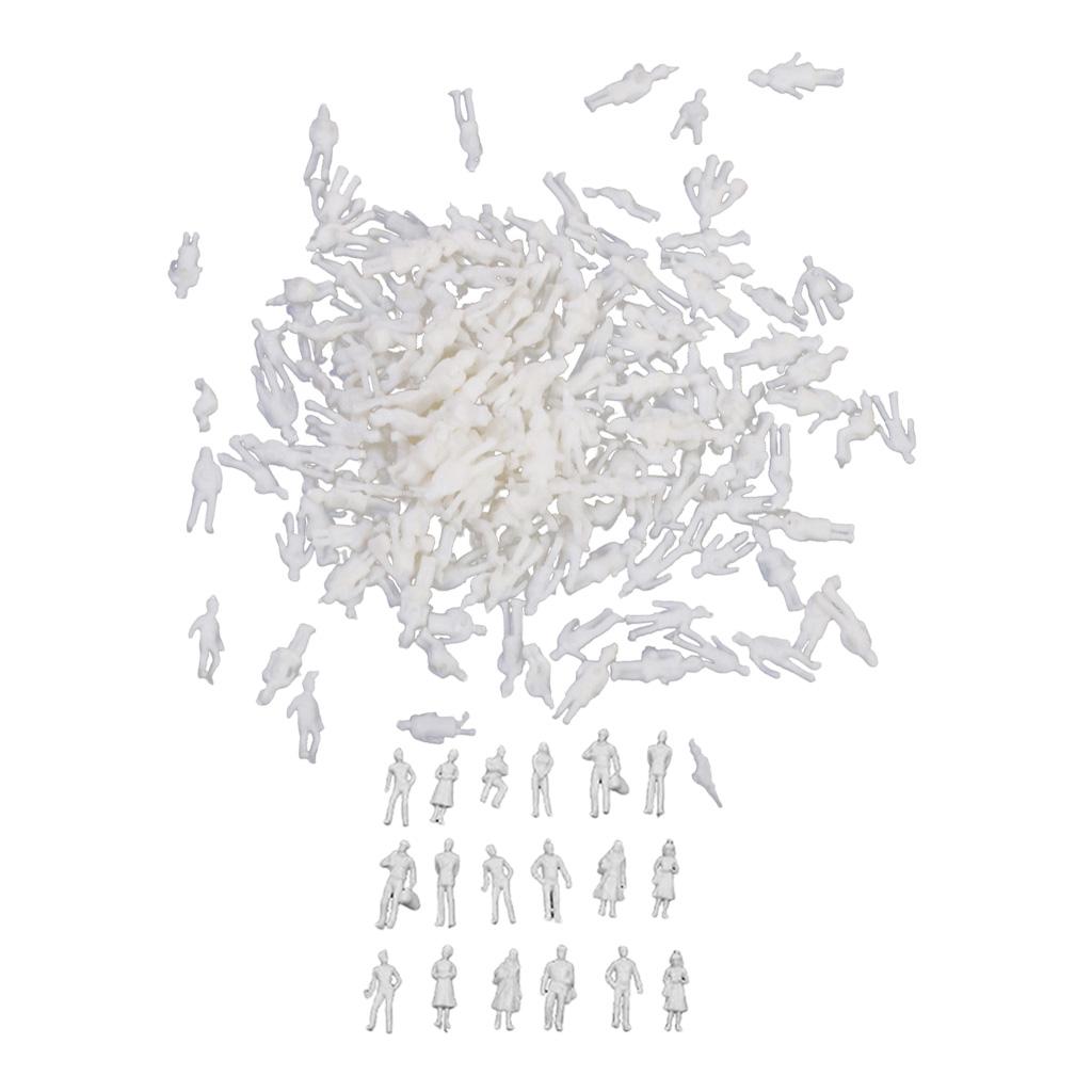 100PCS White / Light Grey Model Train People Figures Scale TT 1:200 &1:100