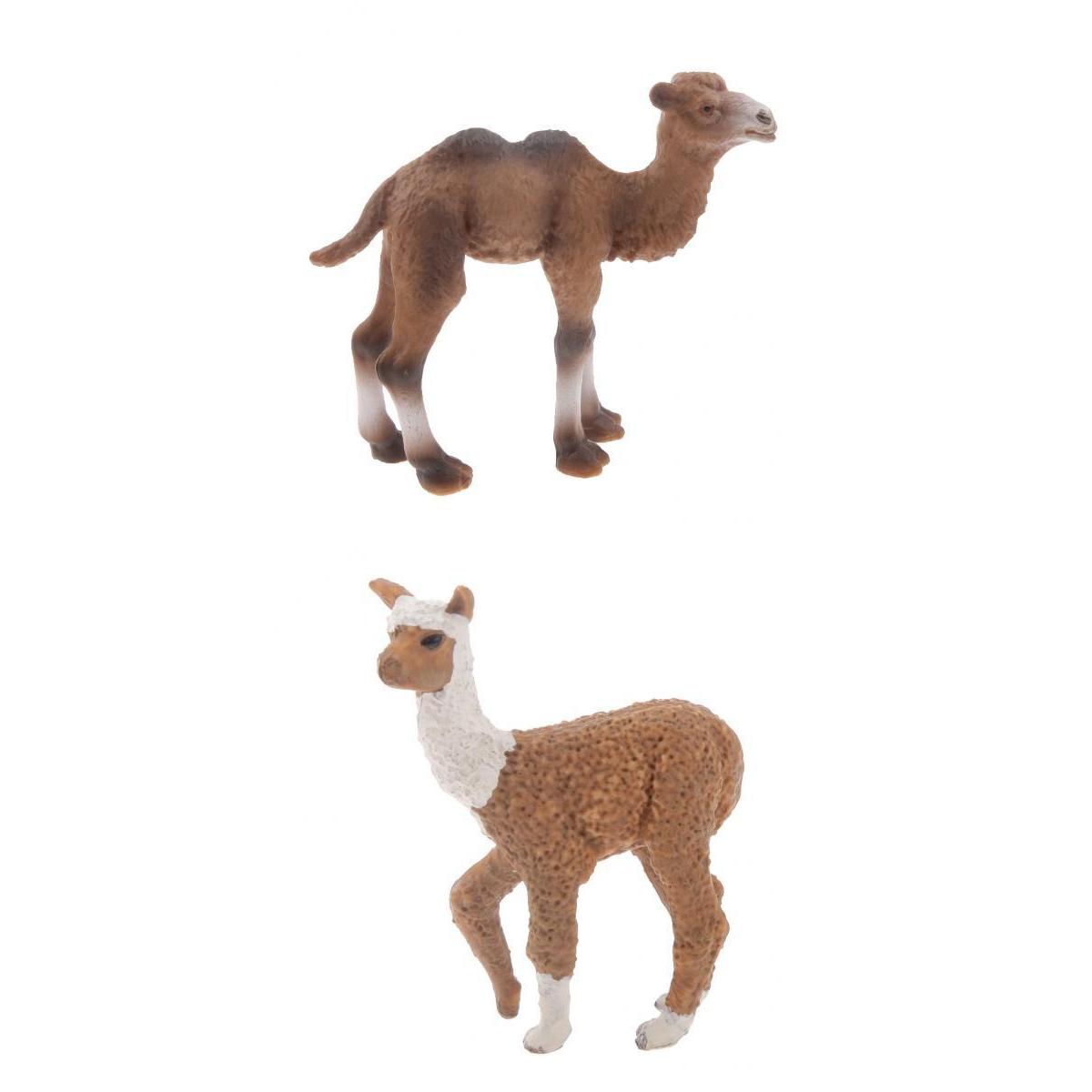 2 Pieces Realistic Animal Camel Alpaca Model Action Figures Playset Kid Toys