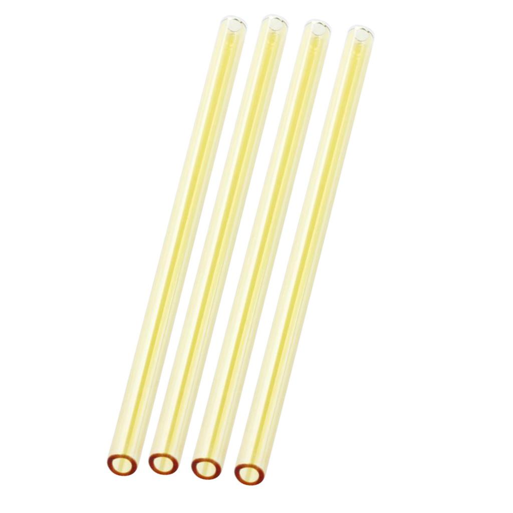 4x Eco friendly Straight Glass Drinking Straws with Clean Brush Yellow