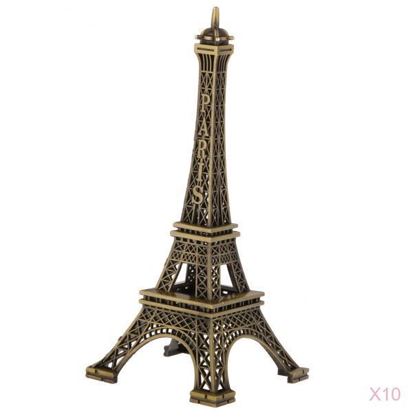 10Pcs Retro Alloy Bronze Tone Paris Eiffel Tower Figurine Statue Model 15cm