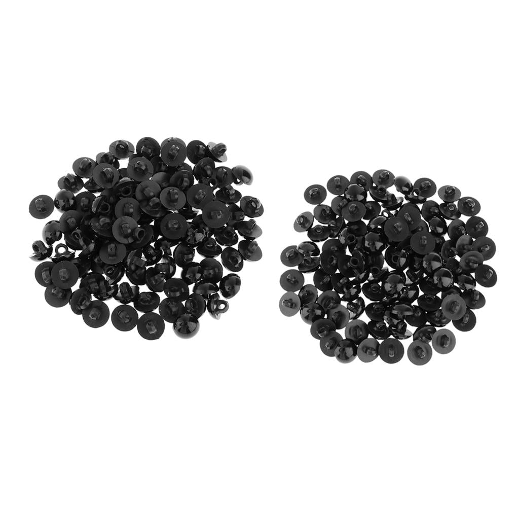 200Pcs Mushroom Button Sewing Animal Eyes Doll DIY Craft Black 12mm 15mm