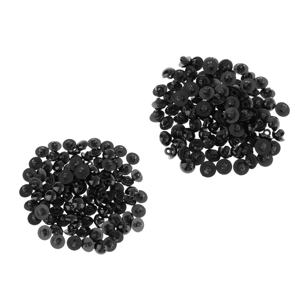 200Pcs Mushroom Button Sewing Animal Eyes Doll DIY Craft Black 12mm 15mm