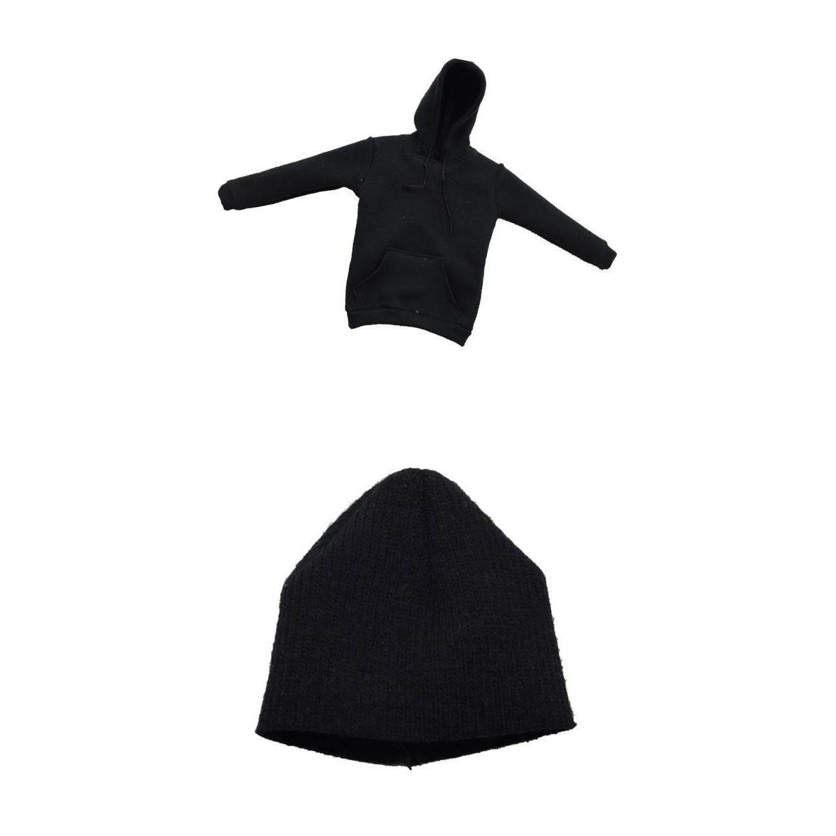 1/6 Scale Men's Black Cap & Hoodie Clothes for 12'' Male Figure Accessories