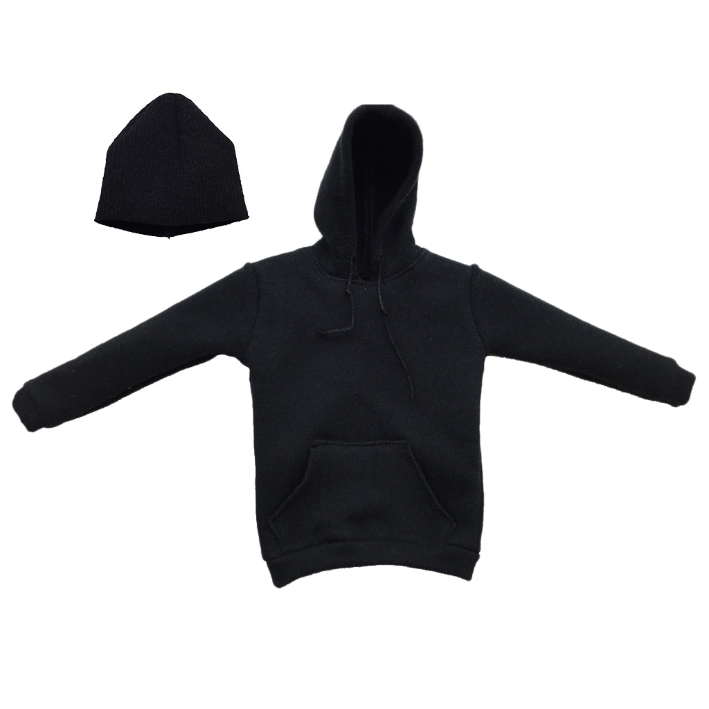 1/6 Scale Men's Black Cap & Hoodie Clothes for 12'' Male Figure Accessories