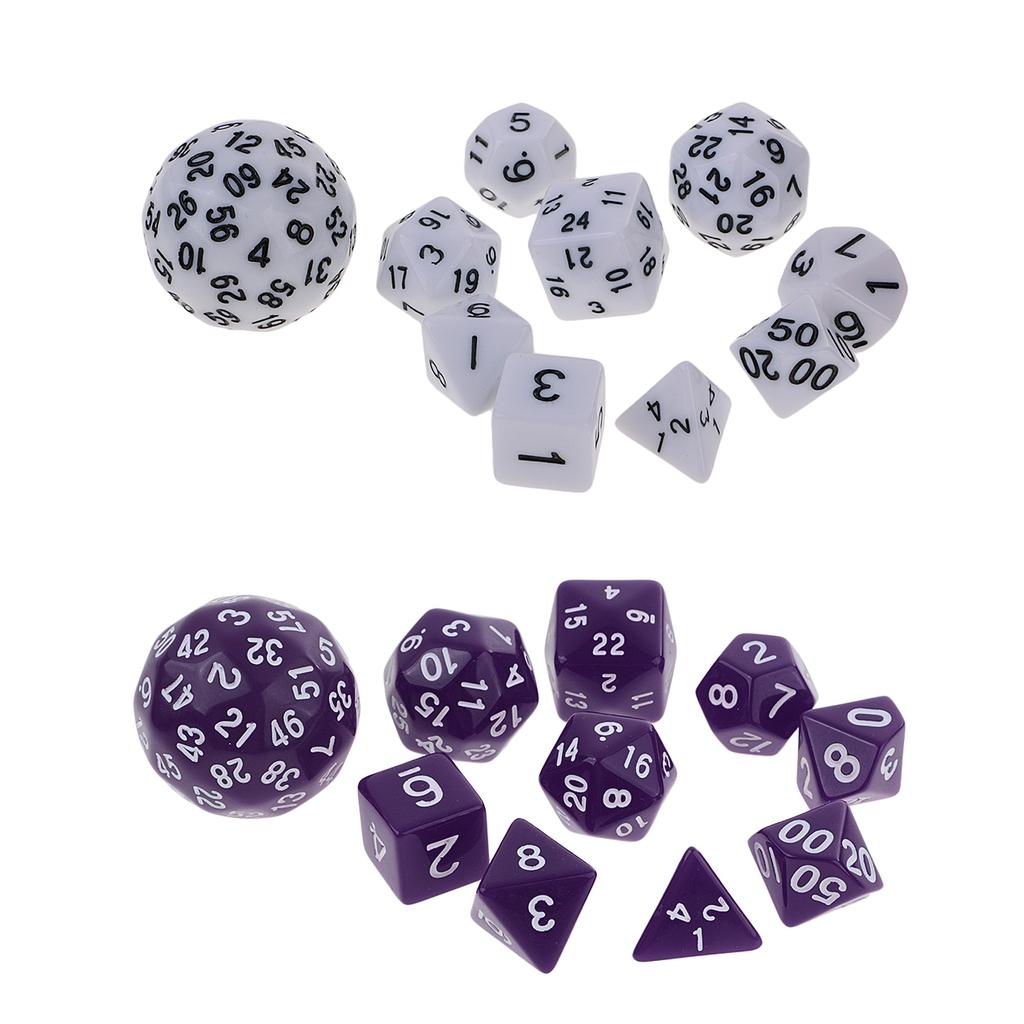 20pcs Digital Dices Multi-sided Dice Set for RPG Playing Game Purple & White