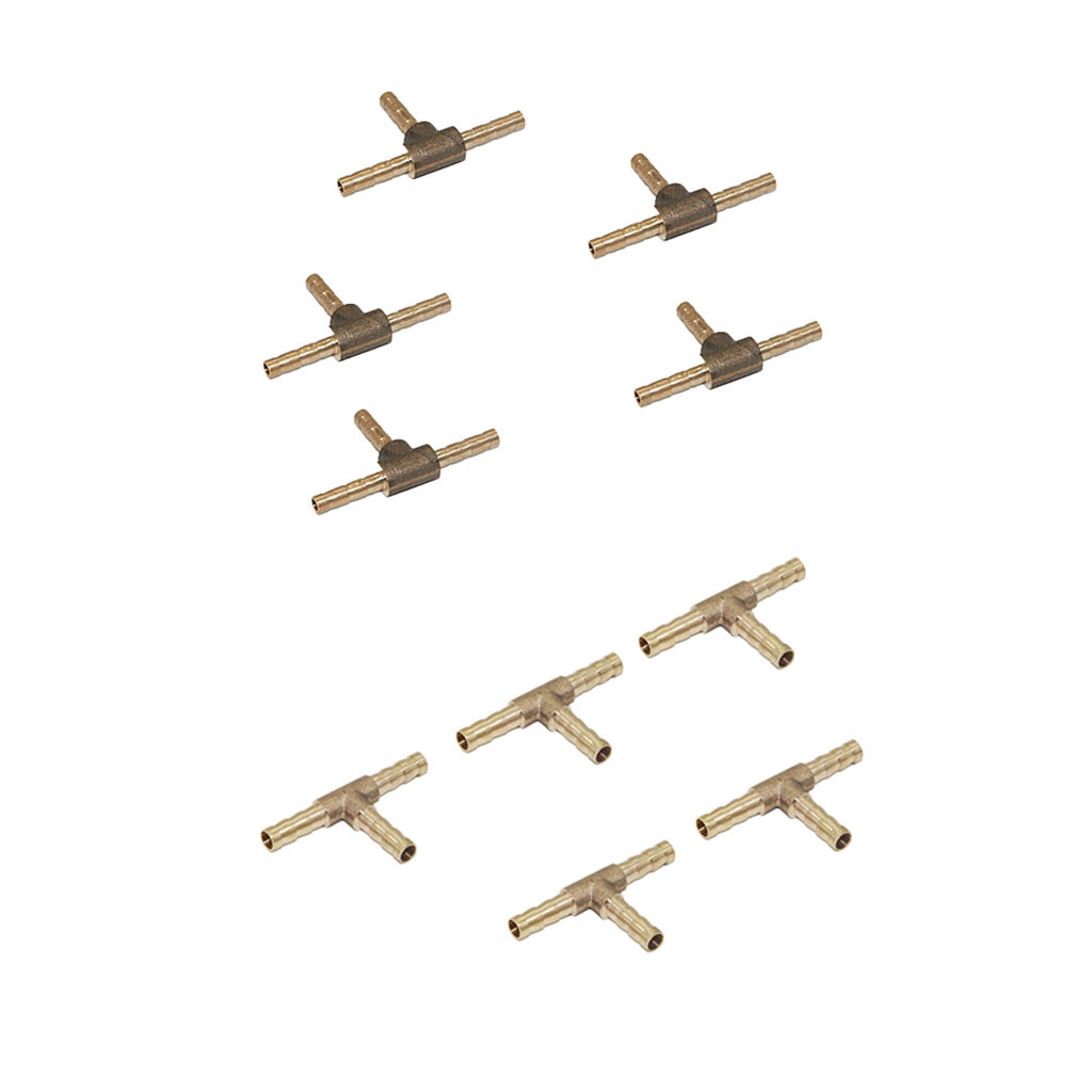 10pcs Brass T Type Joiner Fuel Hose Joiner Tee Connector Air Water Gas
