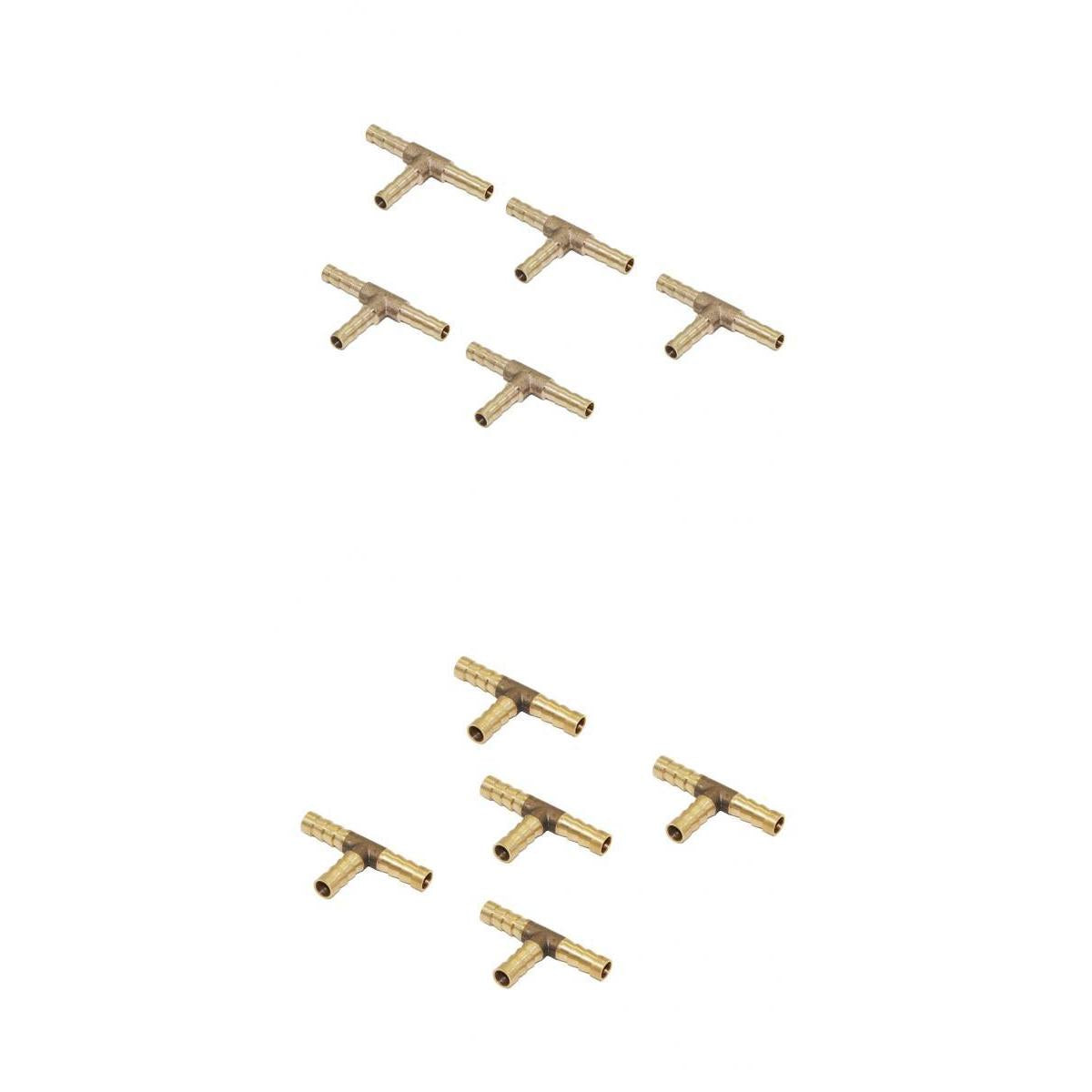 10pcs Brass Tee Type Joiner Fuel Hose Joiner 3-Way Connector Air Water Gas