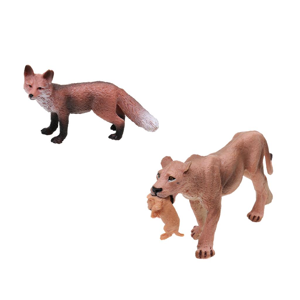 2x Realistic Wildlife Models Lioness with Cub Red Lowrie Action Figures Toys
