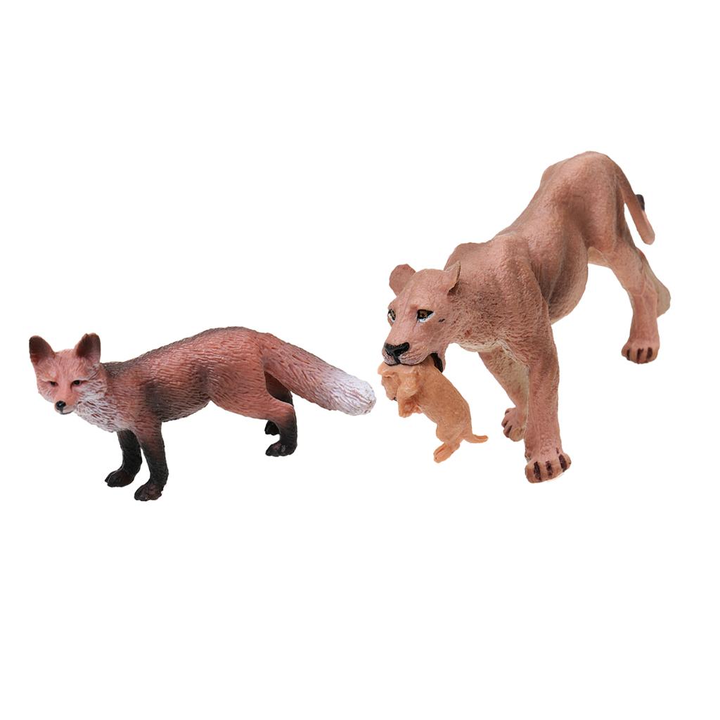 2x Realistic Wildlife Models Lioness with Cub Red Lowrie Action Figures Toys