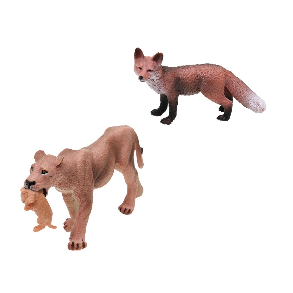 2x Realistic Wildlife Models Lioness with Cub Red Lowrie Action Figures Toys