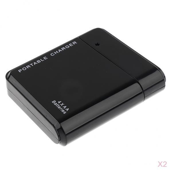 2 X Universal 4 X AA Battery Portable Emergency USB Mobile Phone Charger Box