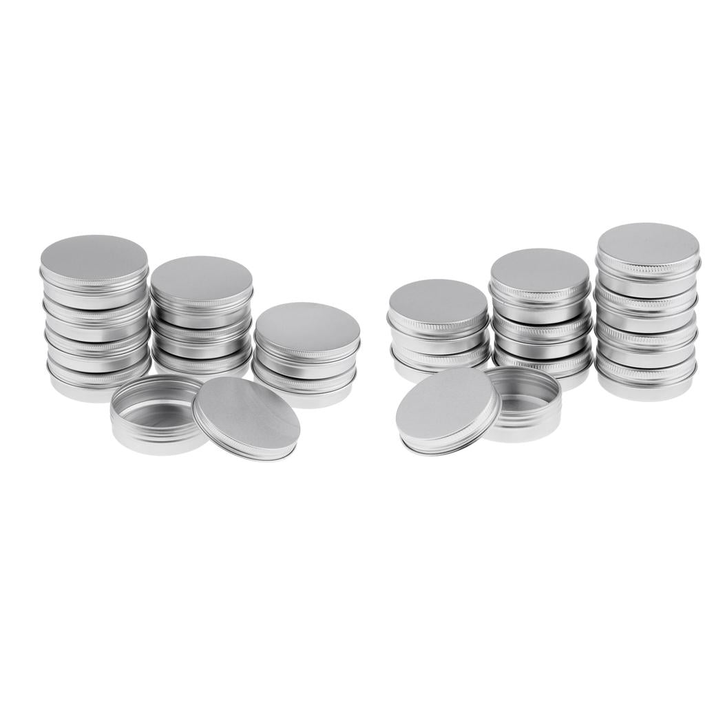 20 Empty Aluminum Tins Cans with Screw Lids Container Jar Top Round 30g,100g