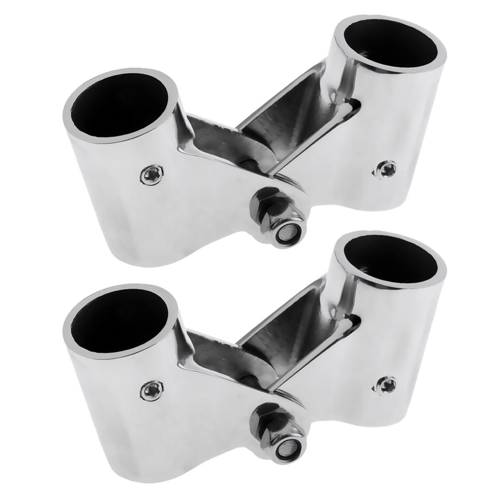 2xStainless Steel Boat Rail Fittings Folding Swivel Tube Pipe Connector 22mm