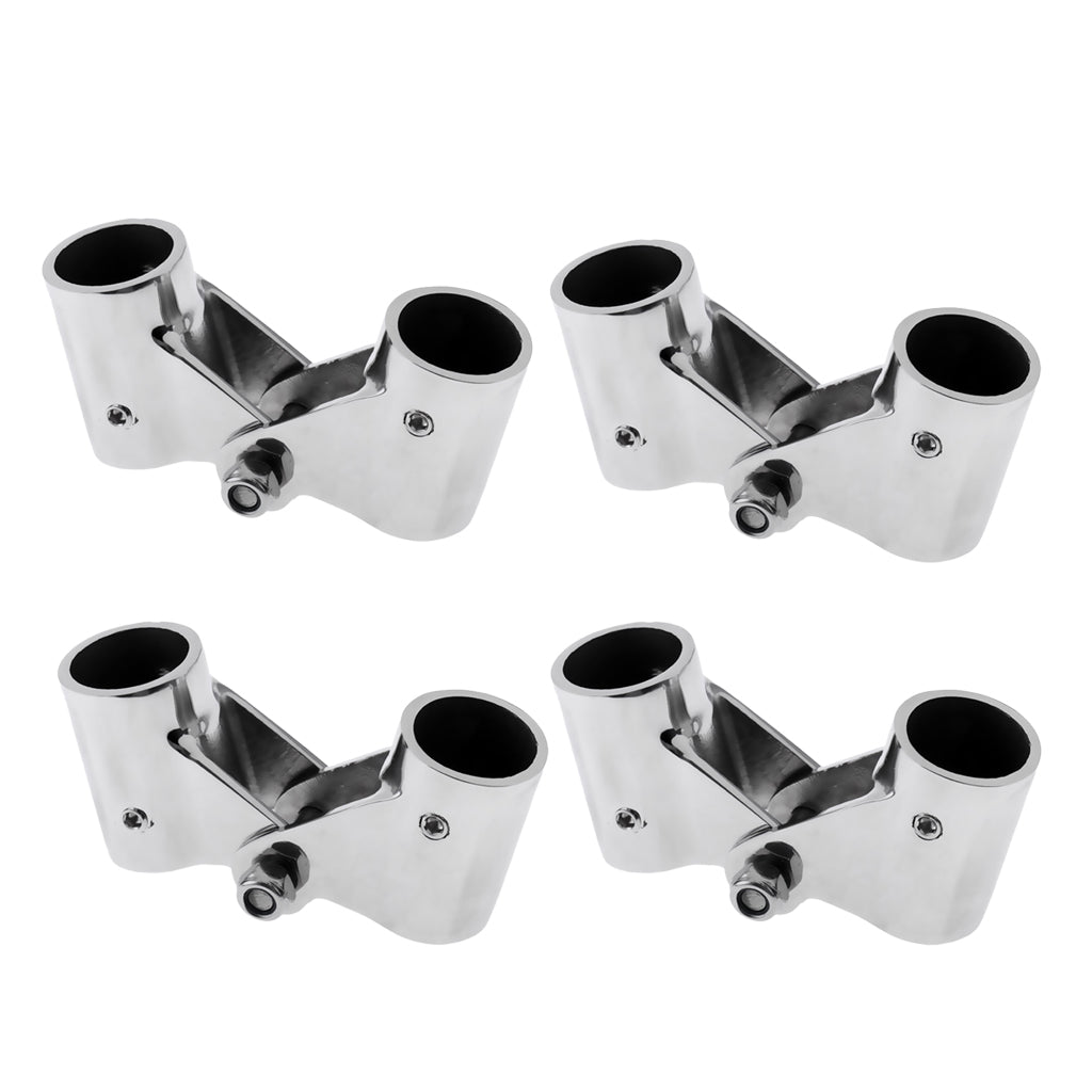 4xStainless Steel Boat Rail Fittings Folding Swivel Tube Pipe Connector 22mm