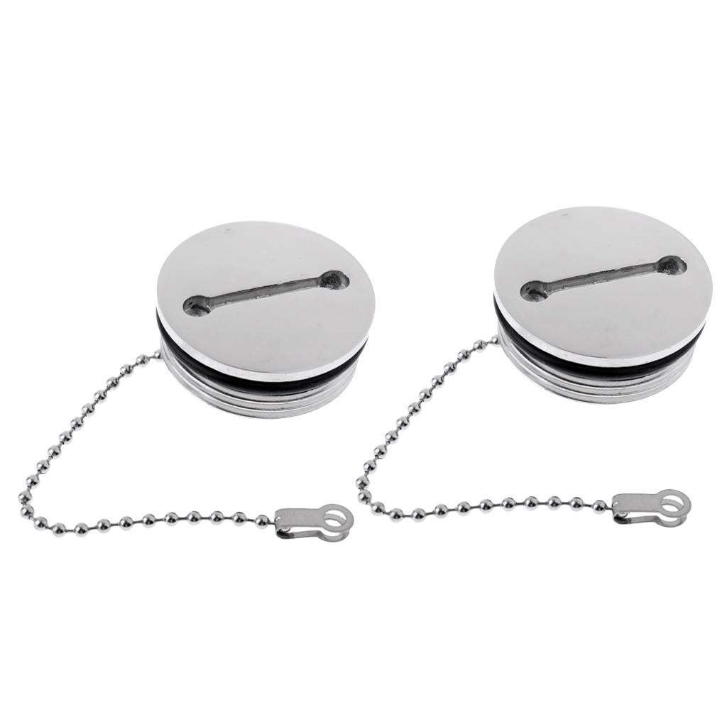 2pcs Marine 316 Stainless Steel Slotted Replacement Deck Fill Cap for Chain