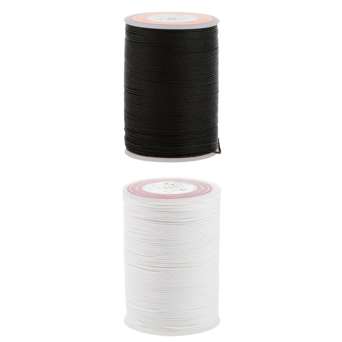 2 Spools Polyester Sewing Thread 0.55mm Round Waxed String for Leather Craft