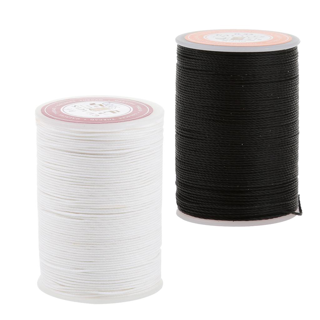 2 Spools Polyester Sewing Thread 0.55mm Round Waxed String for Leather Craft