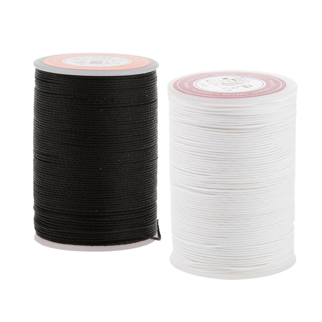 2 Spools Polyester Sewing Thread 0.55mm Round Waxed String for Leather Craft