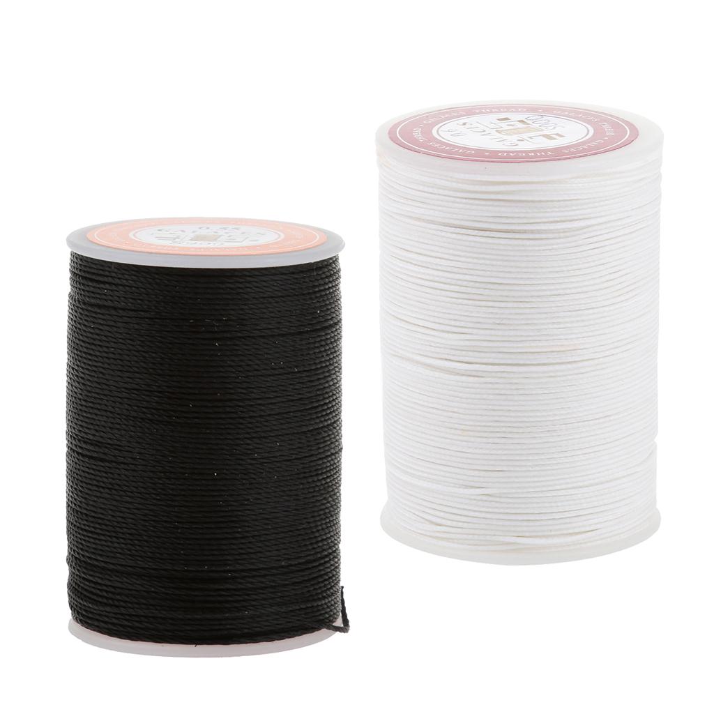 2 Spools Polyester Sewing Thread 0.55mm Round Waxed String for Leather Craft
