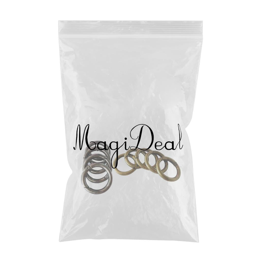 10Pcs Antique Metal Round Gate Snap Hooks Spring Ring Clasp Carabiner 28mm