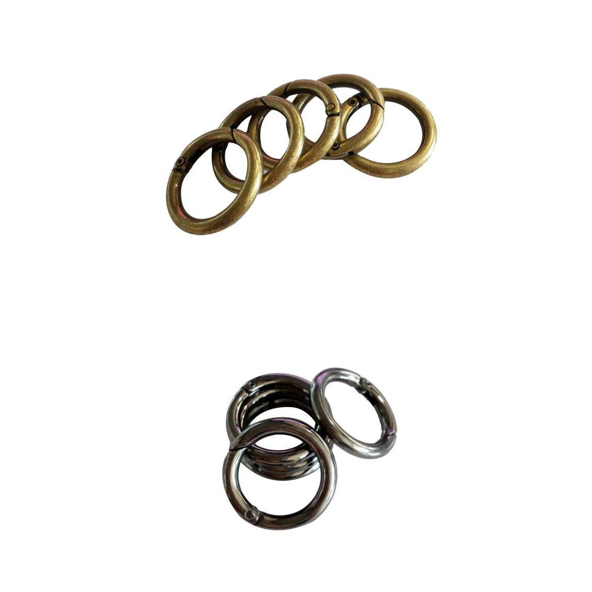 10Pcs Antique Metal Round Gate Snap Hooks Spring Ring Clasp Carabiner 28mm