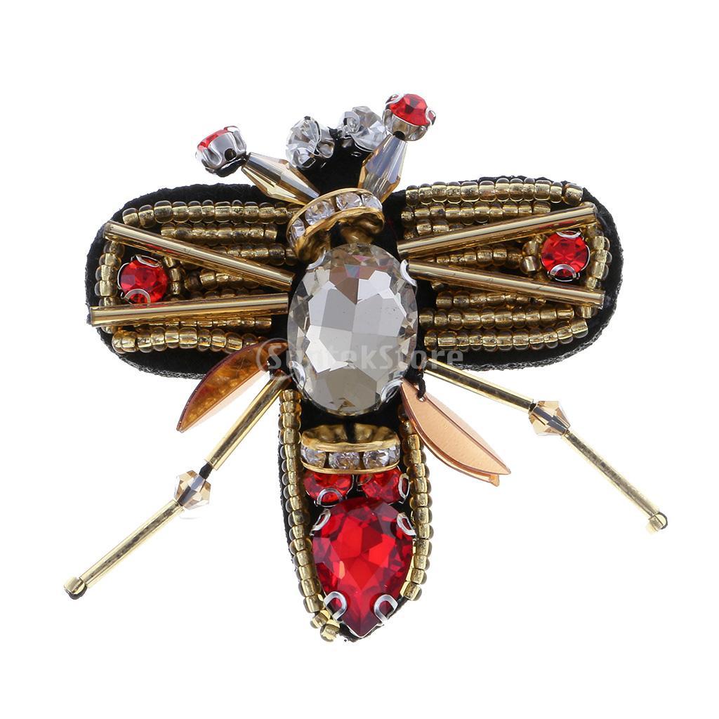 5 x Insect Shpae Rhinestone Applique Beads Patch Sewing Craft Embellishment