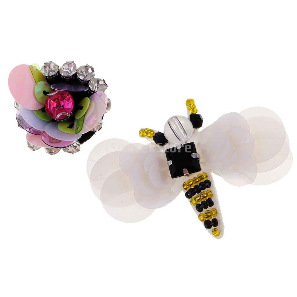 5 x Insect Shpae Rhinestone Applique Beads Patch Sewing Craft Embellishment