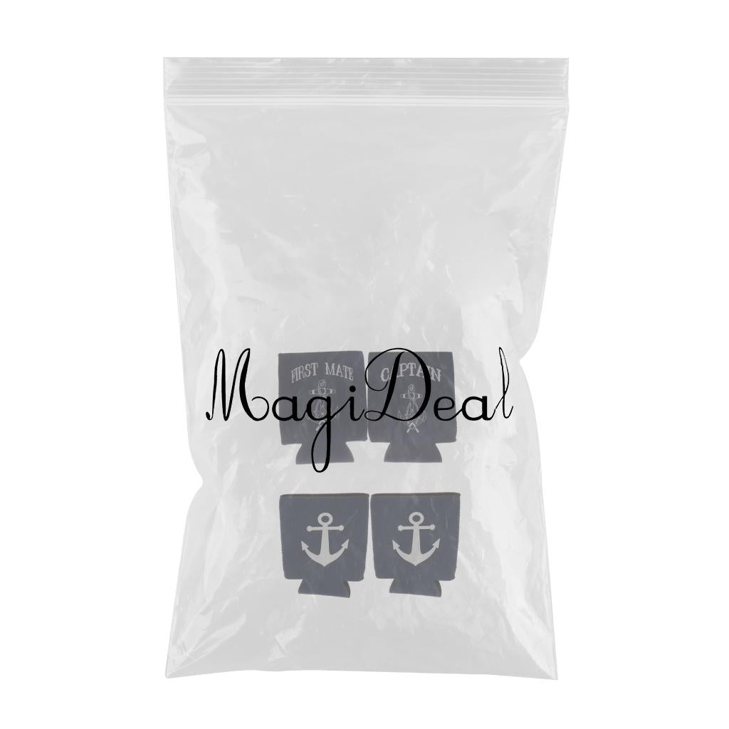 2 Pair Captain First Mate Anchor Beer Can Cooler Sleeve Holder Wedding Favor