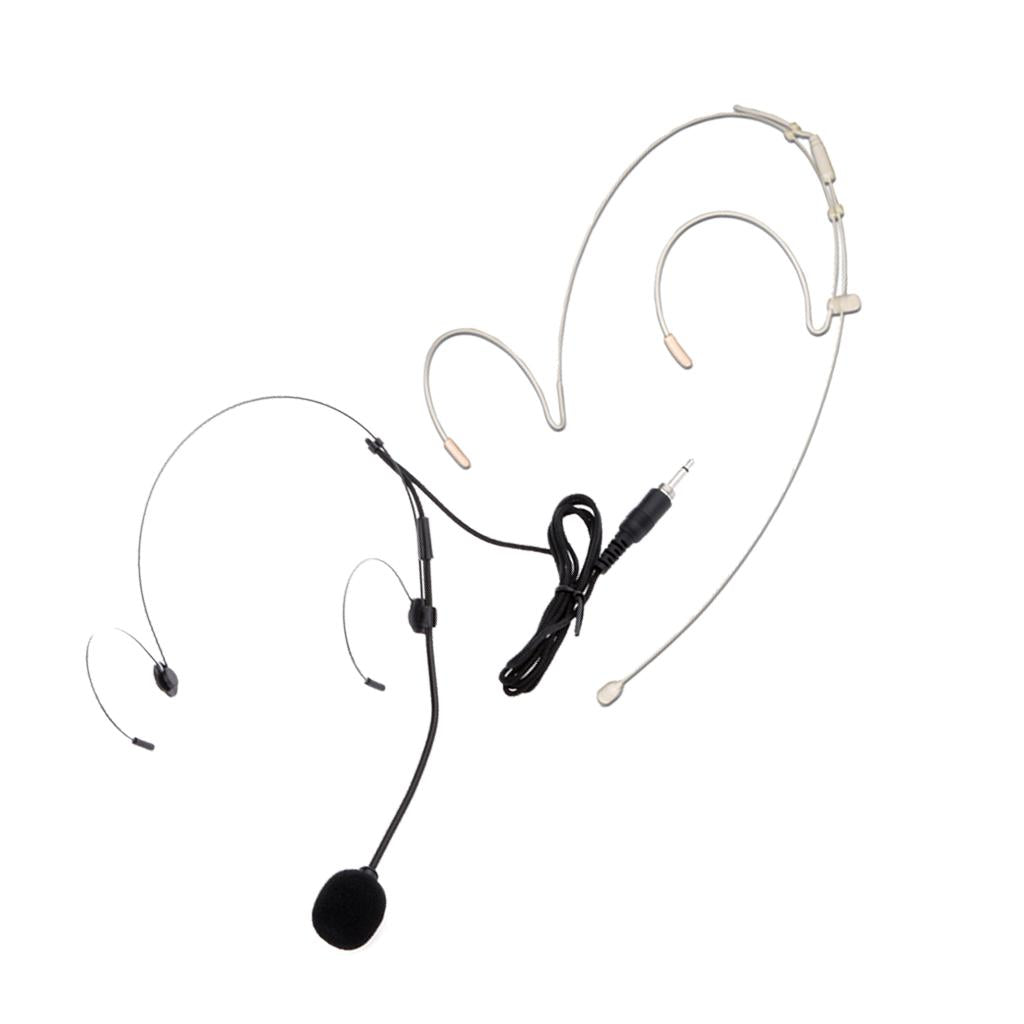 2 Pieces Wired Earhook Headset Headworn Microphone 3.5mm Black White
