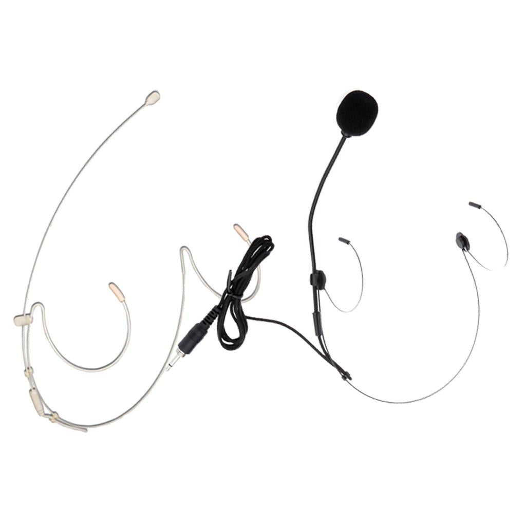 2 Pieces Wired Earhook Headset Headworn Microphone 3.5mm Black White