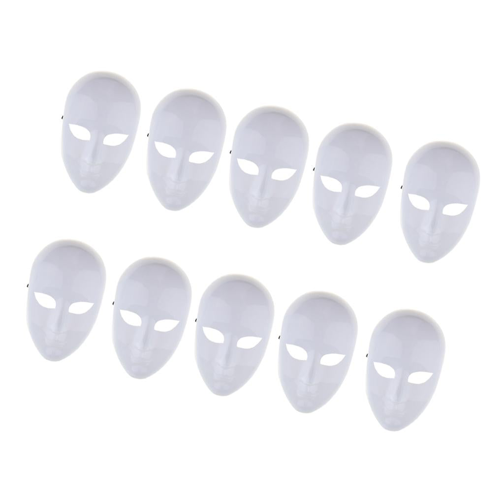 10 Pieces DIY Unpainted Mask White Blank Face Mask Masquerade Costume Masks