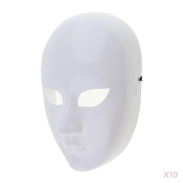 10 Pieces DIY Unpainted Mask White Blank Face Mask Masquerade Costume Masks