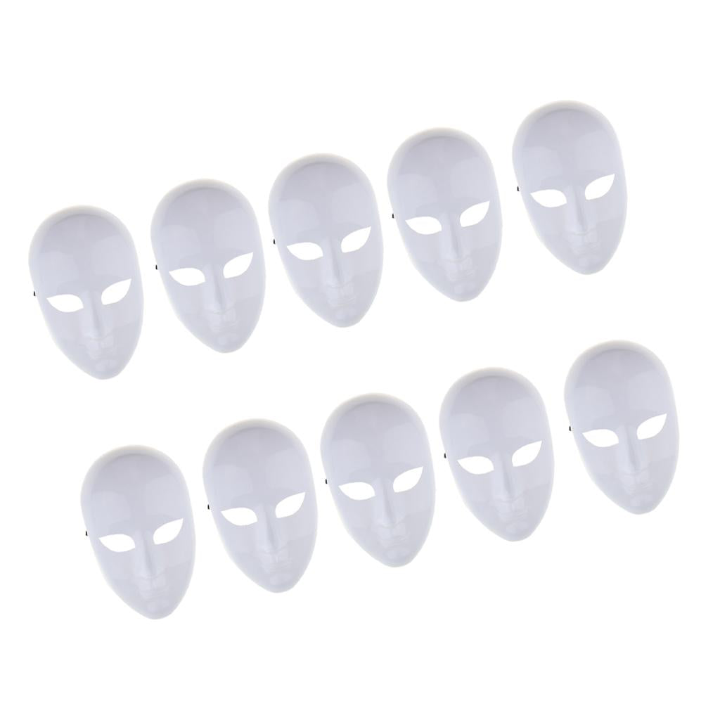 10 Pieces DIY Unpainted Mask White Blank Face Mask Masquerade Costume Masks