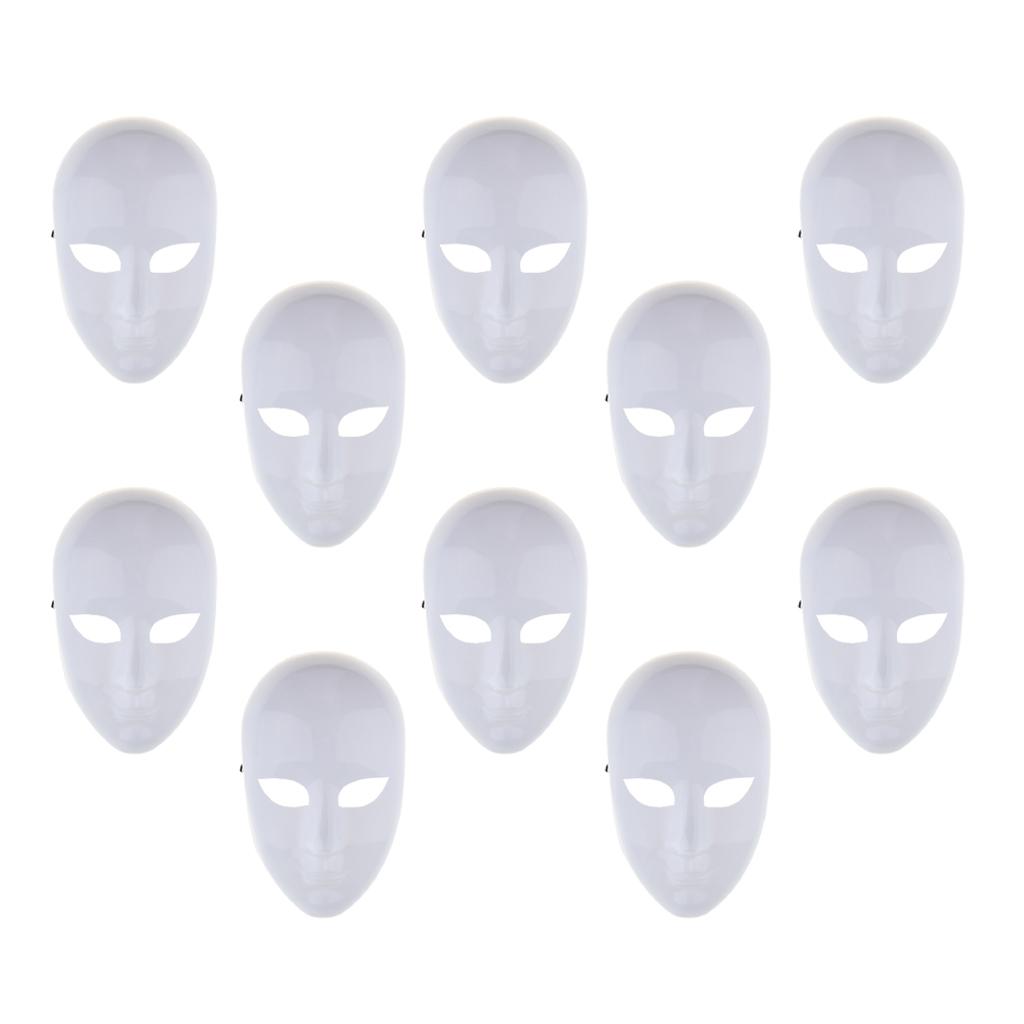 10 Pieces DIY Unpainted Mask White Blank Face Mask Masquerade Costume Masks