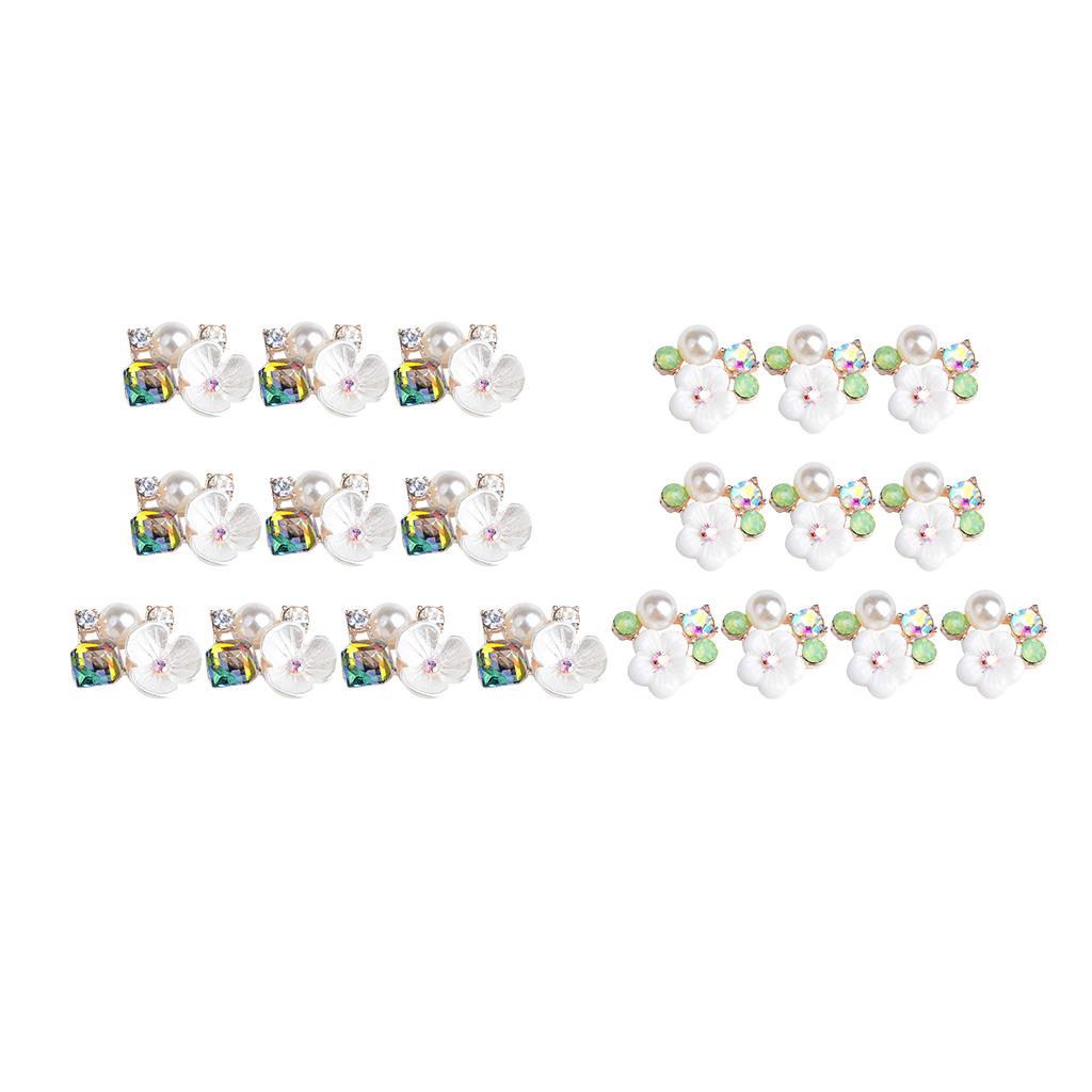 20Pieces Rhinestone Crystal Pearl Embellishment Button Flatback for Wedding