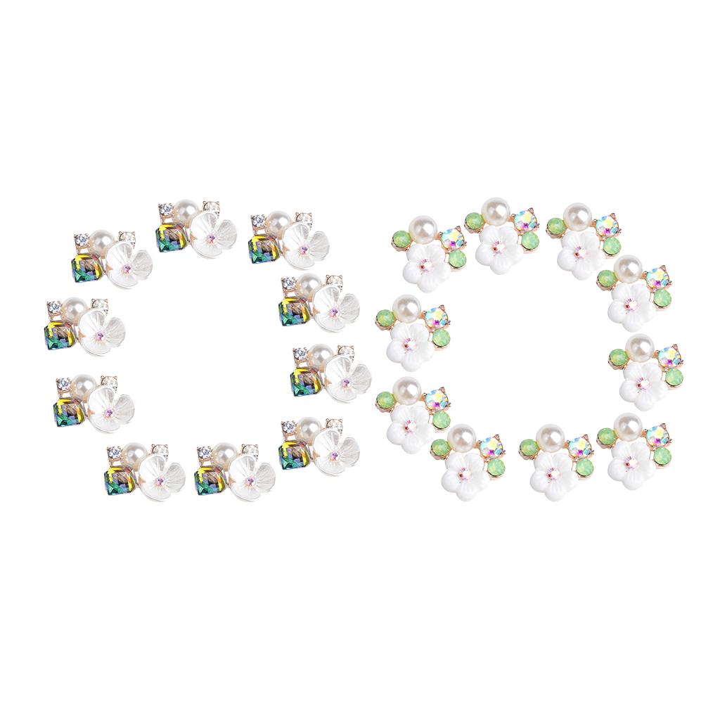 20Pieces Rhinestone Crystal Pearl Embellishment Button Flatback for Wedding