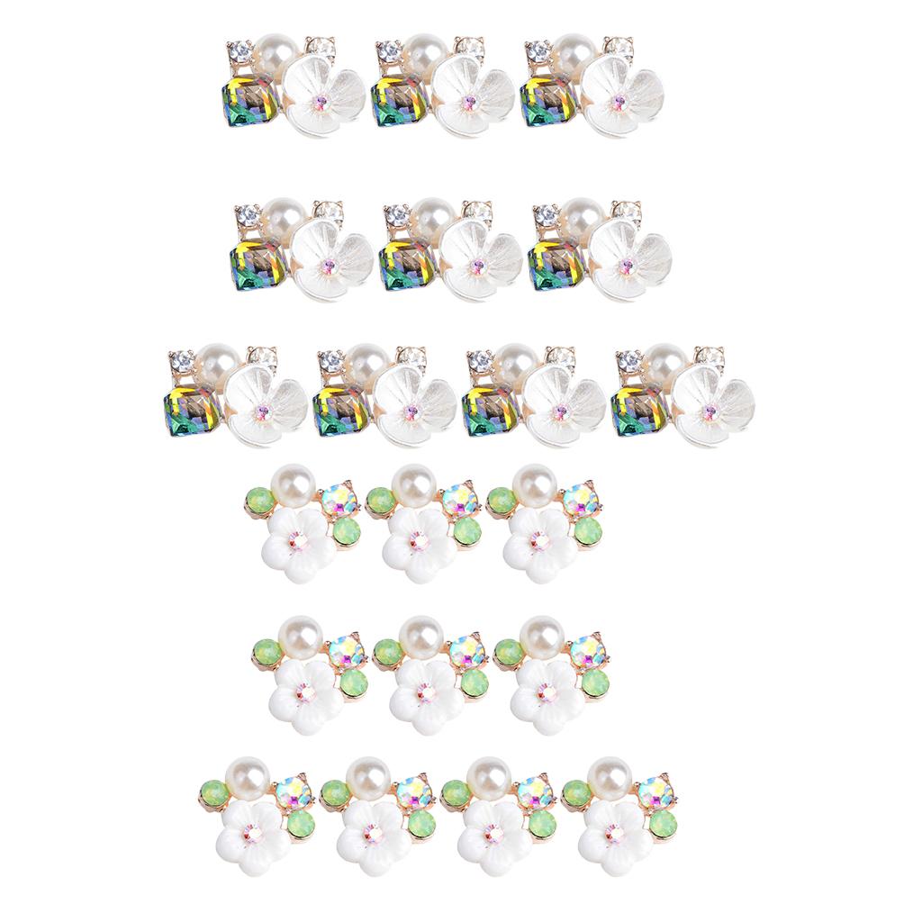 20Pieces Rhinestone Crystal Pearl Embellishment Button Flatback for Wedding