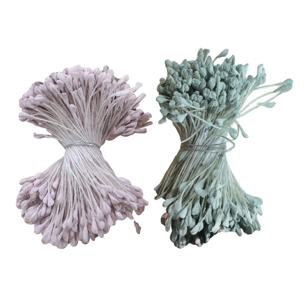 720Pieces Multicolor 6cm Artificial Pearl Double Heads Flower Stamen Pistil