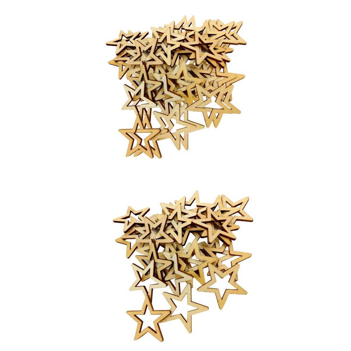 80 Pieces Hollow Star Shape Wooden Piece Embellishments for Handcrafts Decor