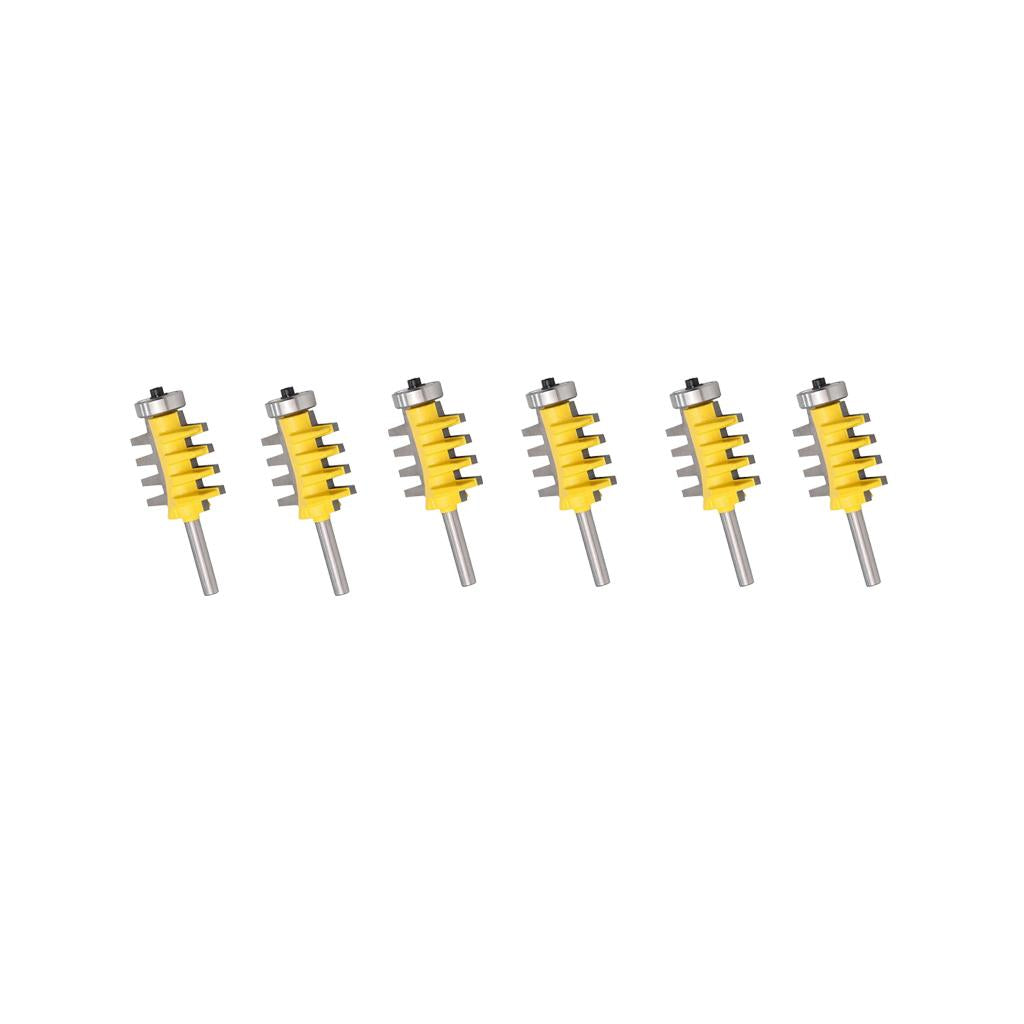 6Pcs 1/4 Shank Rail and Stile Finger Joint Glue Router Bit Cone Tenon Tools"