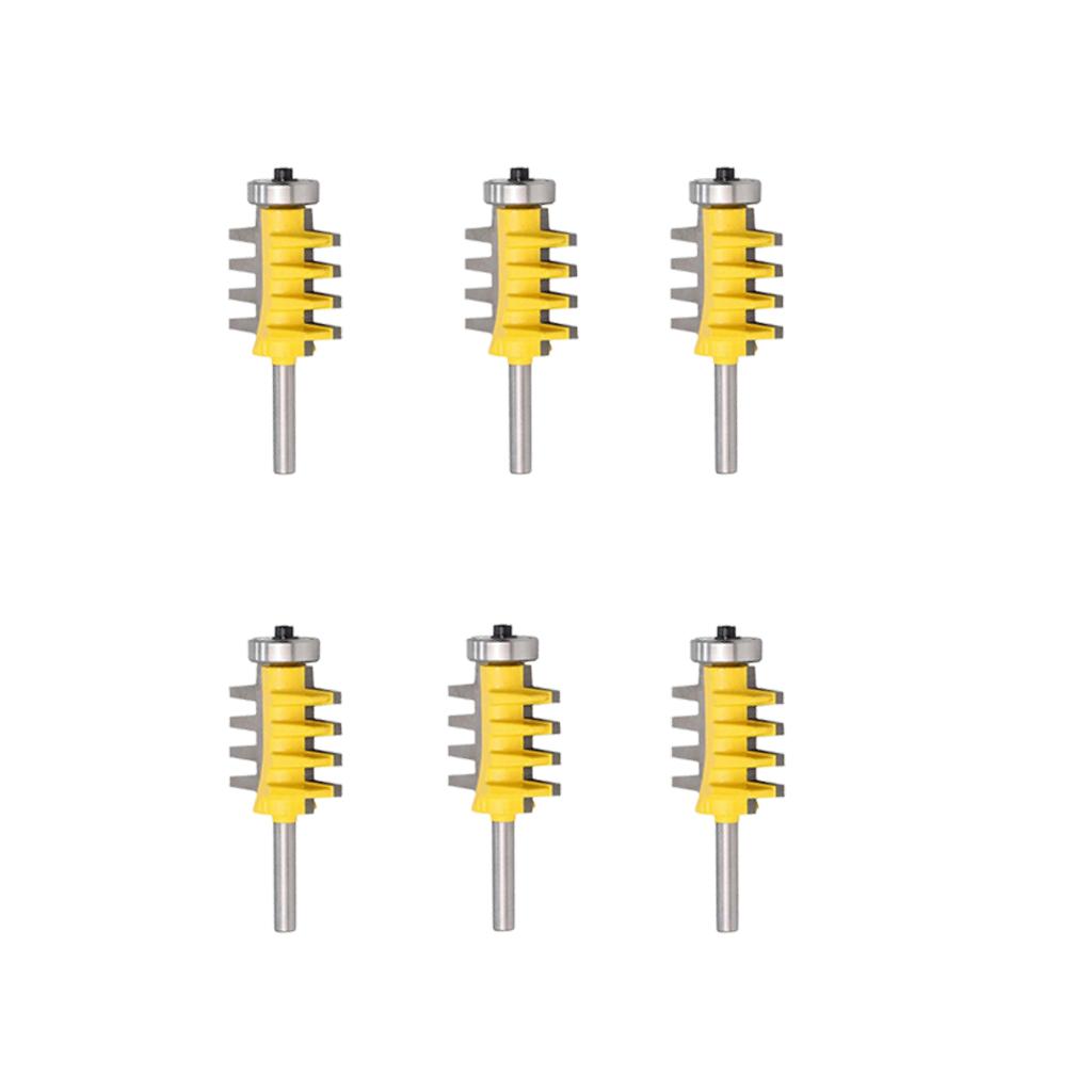 6Pcs 1/4 Shank Rail and Stile Finger Joint Glue Router Bit Cone Tenon Tools"
