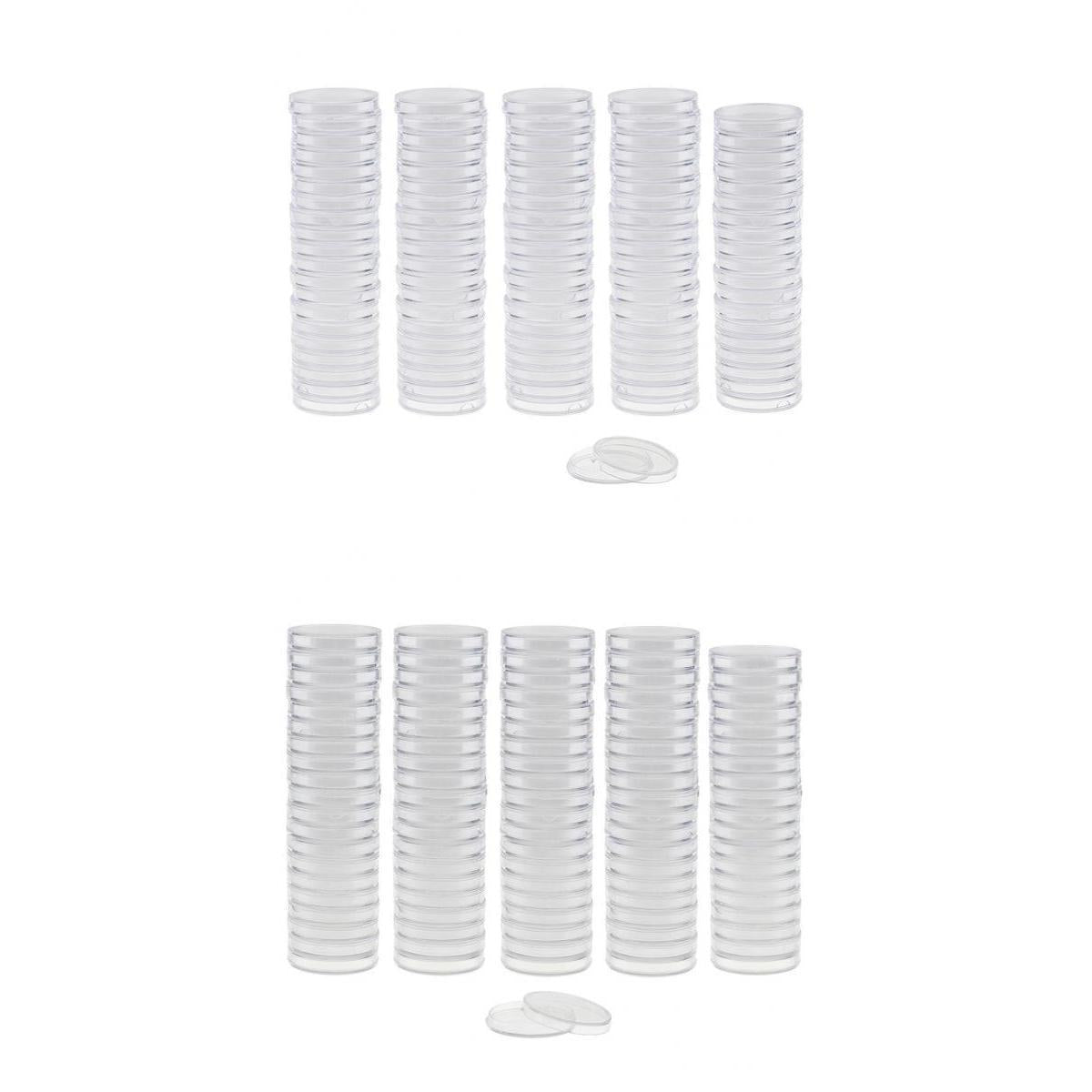 200pcs Clear Round Plastic Coin Capsules Storage Holder Case 38mm and 28mm