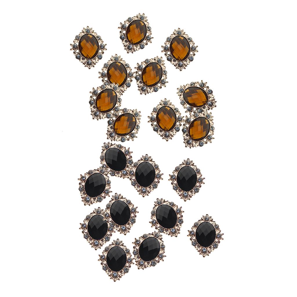 20 Pcs Rhinestone Cabochons Flatback Embellishments Phone Decor Black Yellow