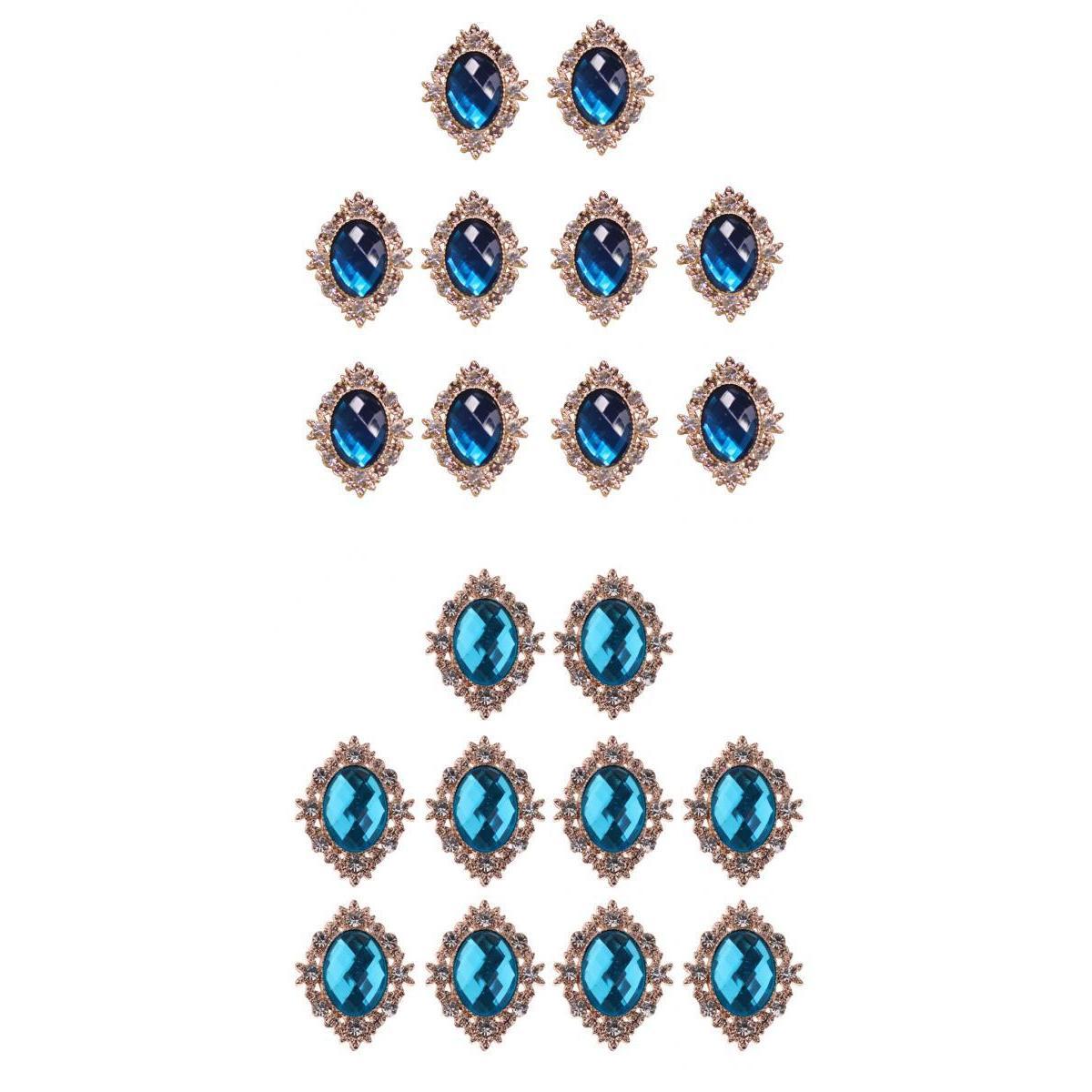 20 Pieces Rhinestone Cabochons Flatback DIY Embellishments Dark Geen & Blue