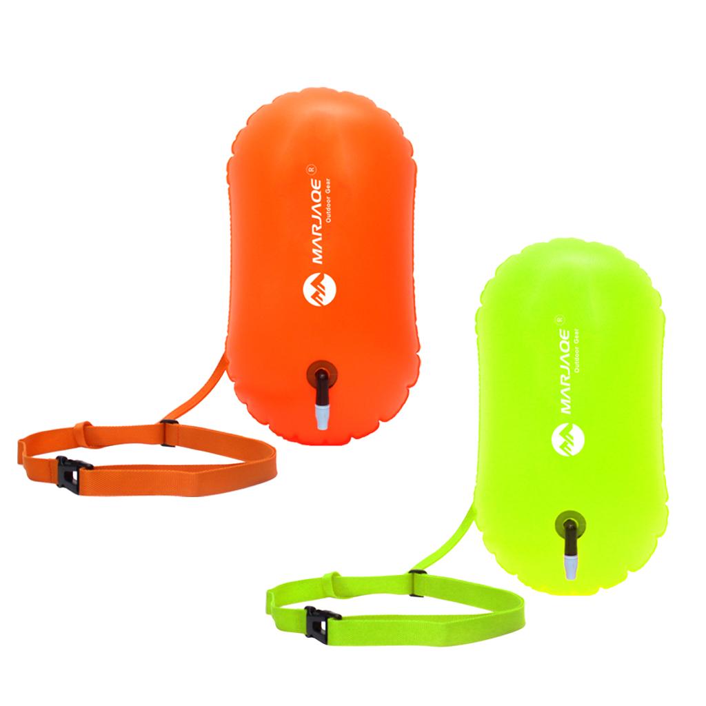 2Pcs Swim Buoy Tow Float Inflatable Air Bag for Open Water Swimming Training