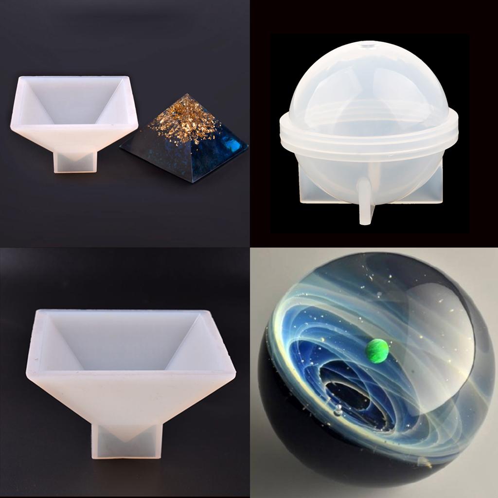 60mm Sphere Ball and 9.5cm Pyramid Shape Silicone Mold Resin Casting Mould