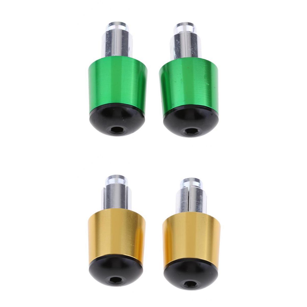 4pcs CNC Aluminum Universal Motorcycle Handlebar Grip End Caps Gold + Green
