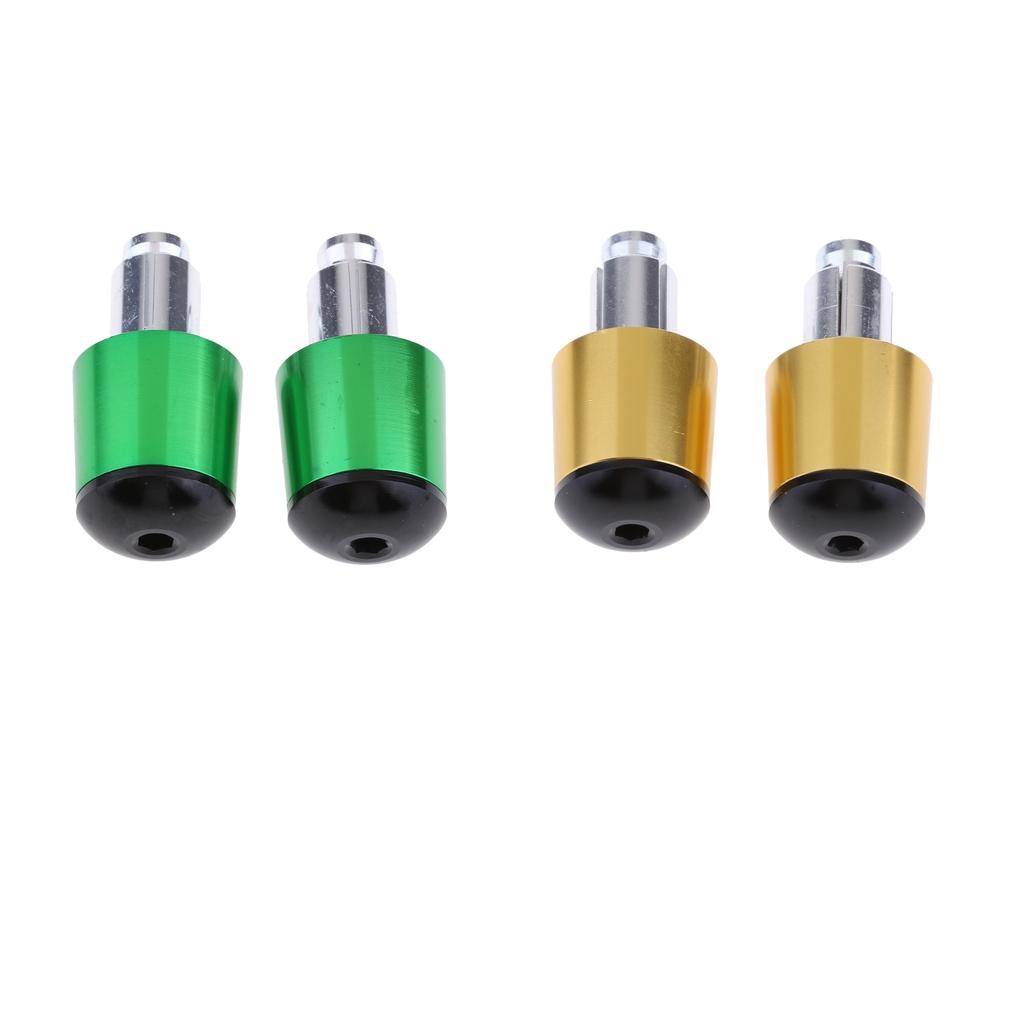 4pcs CNC Aluminum Universal Motorcycle Handlebar Grip End Caps Gold + Green